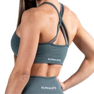 NWT Alphalete Revival Sports Bra Charcoal Grey XS